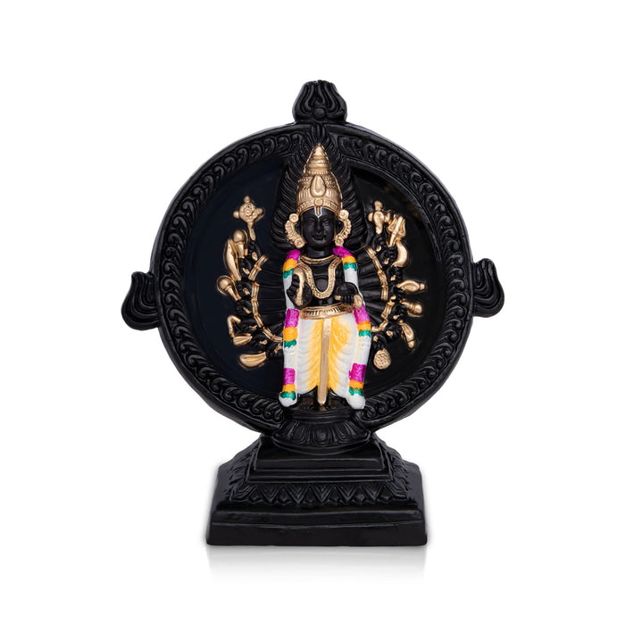 Sri Chakrathazhwar Clay Golu Bommai - 9 X 7.5 Inches | Navratri Gombe/ Giri Golu Doll For Navaratri Decor