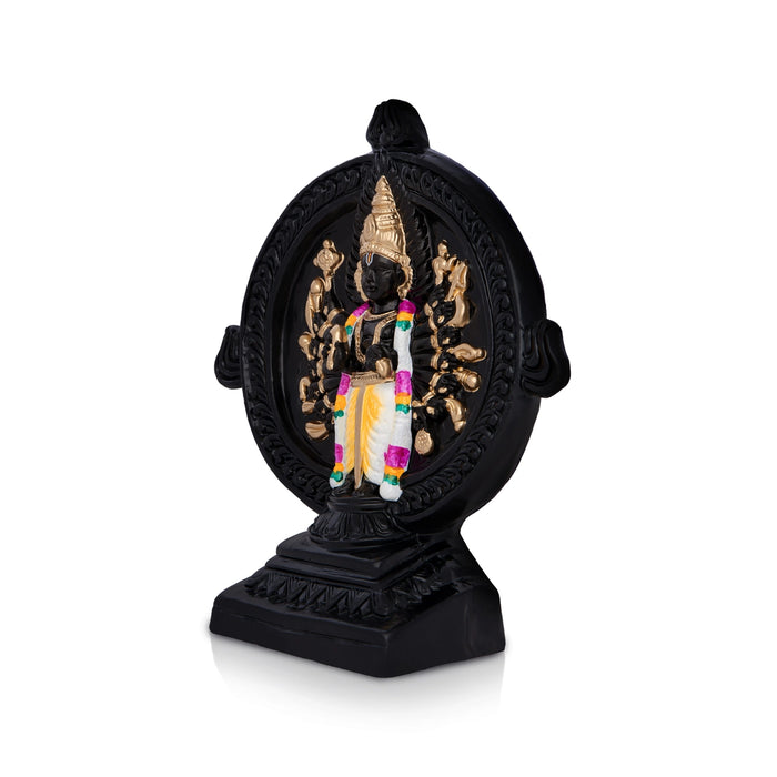 Sri Chakrathazhwar Clay Golu Bommai - 9 X 7.5 Inches | Navratri Gombe/ Giri Golu Doll For Navaratri Decor