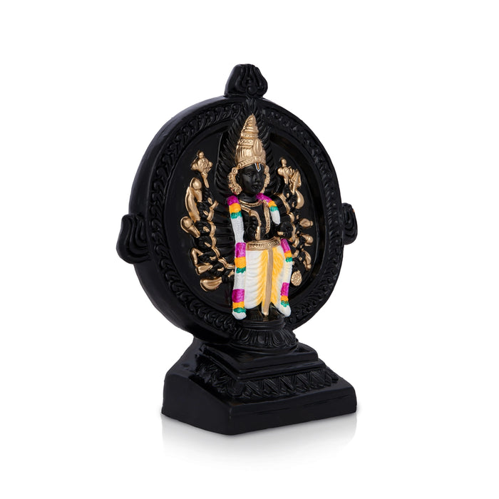 Sri Chakrathazhwar Clay Golu Bommai - 9 X 7.5 Inches | Navratri Gombe/ Giri Golu Doll For Navaratri Decor