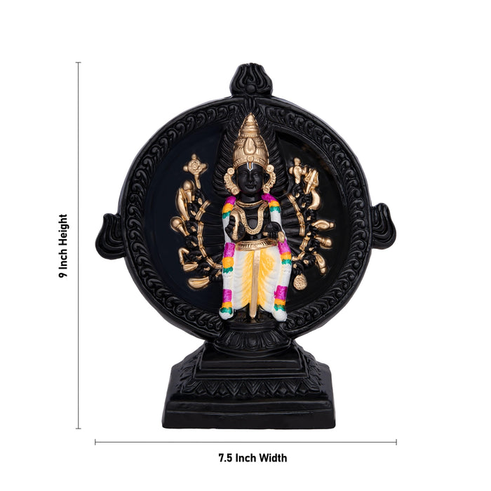Sri Chakrathazhwar Clay Golu Bommai - 9 X 7.5 Inches | Navratri Gombe/ Giri Golu Doll For Navaratri Decor