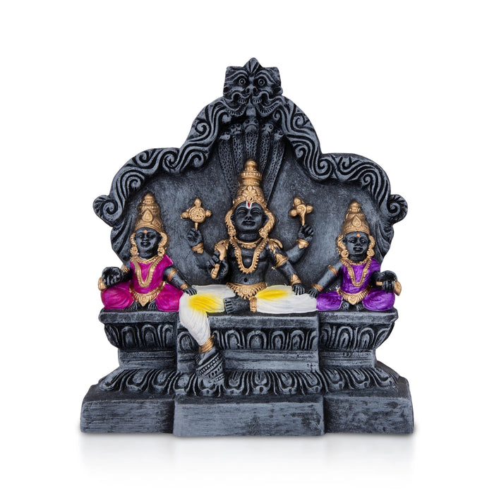 Vishnu Sridevi Bhudevi Clay Golu Bommai- 8.5 X 7.5 Inches | Navratri Gombe/ Giri Golu Doll For Navaratri Decor
