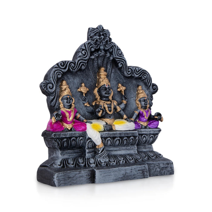 Vishnu Sridevi Bhudevi Clay Golu Bommai- 8.5 X 7.5 Inches | Navratri Gombe/ Giri Golu Doll For Navaratri Decor