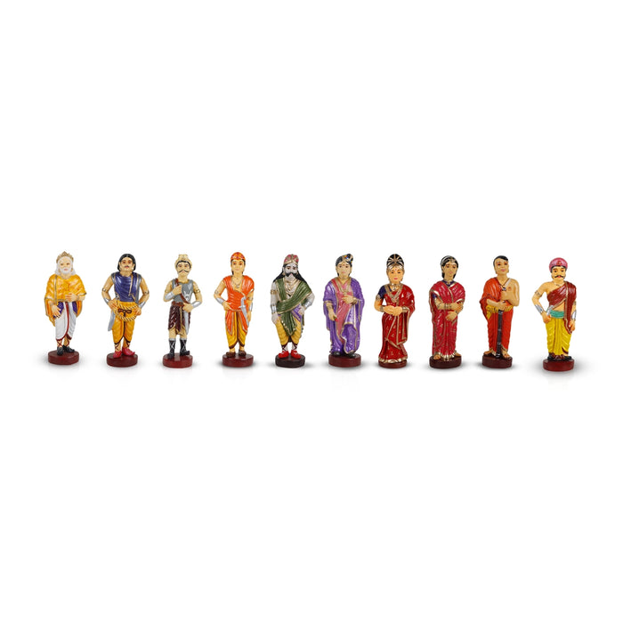 Ponniyin Selvan Clay Golu Bommai Set - 9 x 4.5 Inches | Giri Golu Doll/ Navaratri Golu Bomma/Gombe/Bommai