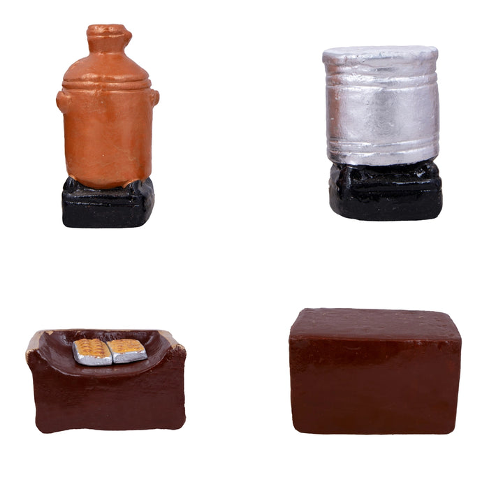 Tea Shop Clay Golu Bommai Set - 7 X 2.5 Inches | Navratri Gombe/ Golu Doll For Navaratri Decor