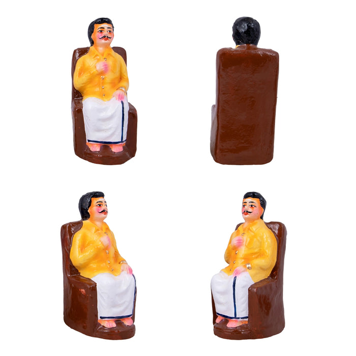 Tea Shop Clay Golu Bommai Set - 7 X 2.5 Inches | Navratri Gombe/ Golu Doll For Navaratri Decor