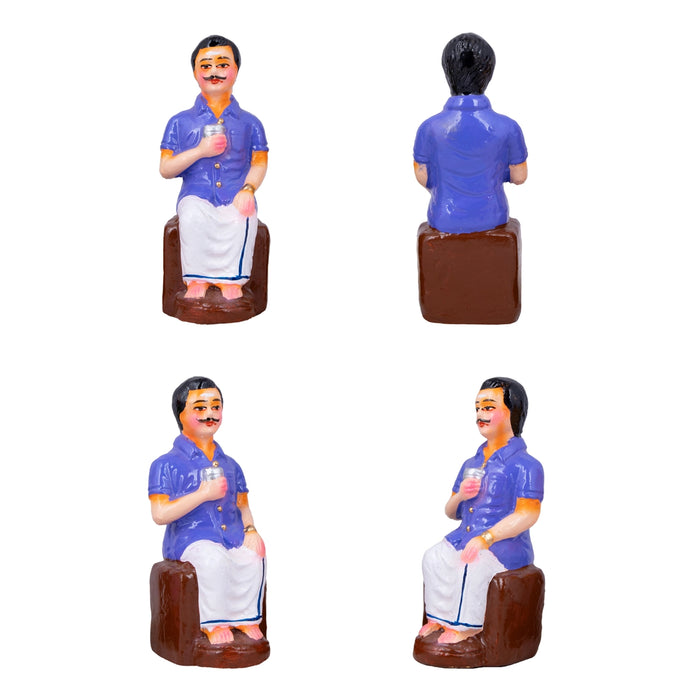 Tea Shop Clay Golu Bommai Set - 7 X 2.5 Inches | Navratri Gombe/ Golu Doll For Navaratri Decor