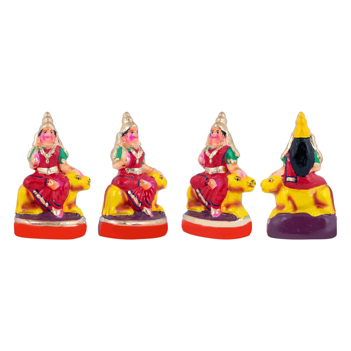 Nava Durga Idol Clay Golu Bommai Set - 5.5 X 3.5 Inches | Navratri Gombe/ Giri Golu Doll For Navaratri Decor