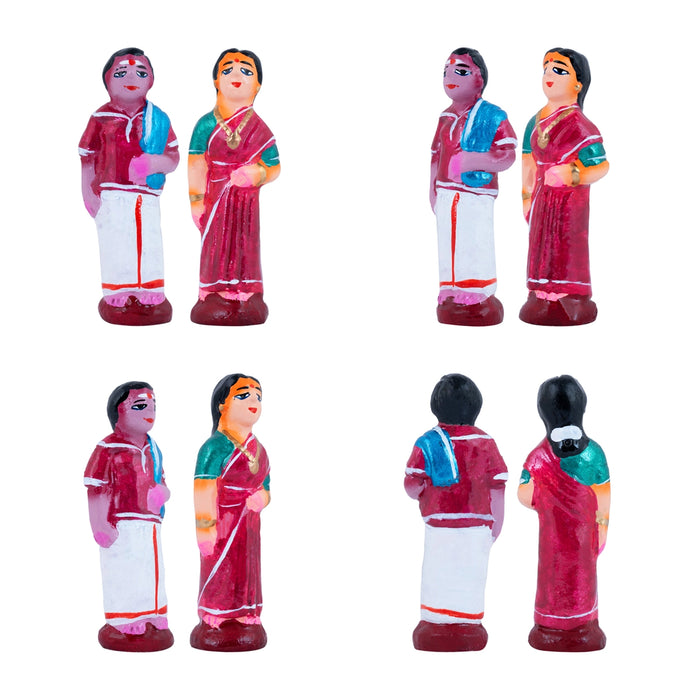 Marriage Clay Golu Bommai Set - 4.5 X 1.5 Inches | Navratri Gombe/ Giri Golu Doll For Navaratri Decor