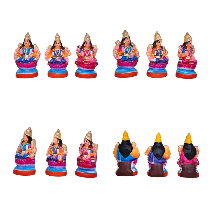 Ashtalakshmi Idol Clay Golu Bommai Set - 6 X 3 Inches | Navratri Gombe/ Golu Doll For Navaratri Decor
