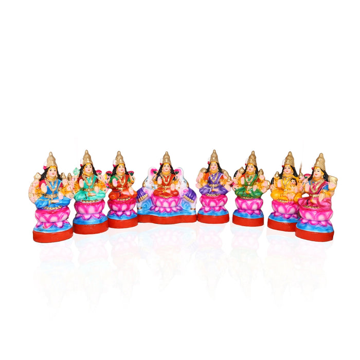 Ashtalakshmi Clay Golu Bommai Set - 9 x 8 Inches | Giri Golu Doll/ Navaratri Golu Bomma/Gombe/Bommai