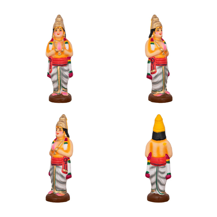 Azhwargal Clay Golu Bommai Set - 8 X 3 Inches | Navratri Gombe/ Golu Doll For Navaratri Decor
