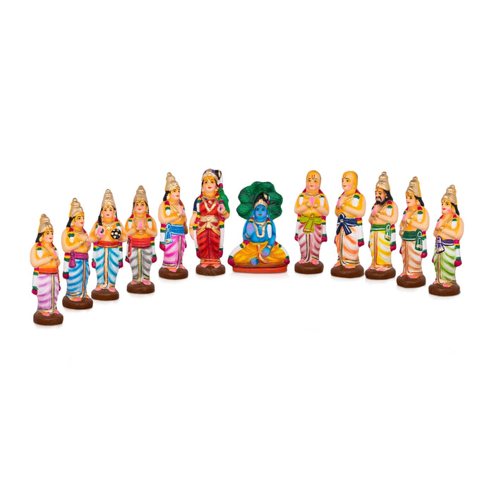 Azhwargal Clay Golu Bommai Set - 8 X 3 Inches | Navratri Gombe/ Golu Doll For Navaratri Decor