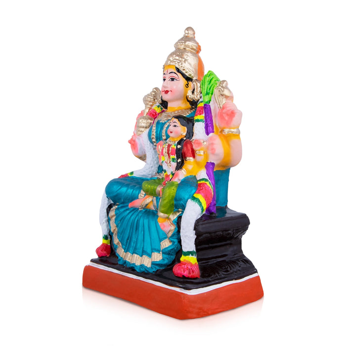 Balambigai Sitting On Thiripurasundari Clay Golu Bommai - 12 X 7 Inches | Navratri Gombe/ Golu Doll
