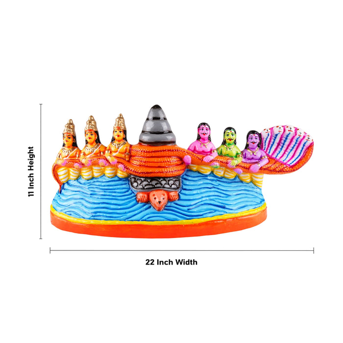 Thiruparkadal Clay Golu Bommai Set - 11 X 22 Inches | Navratri Gombe/ Giri Golu Doll For Navaratri Decor