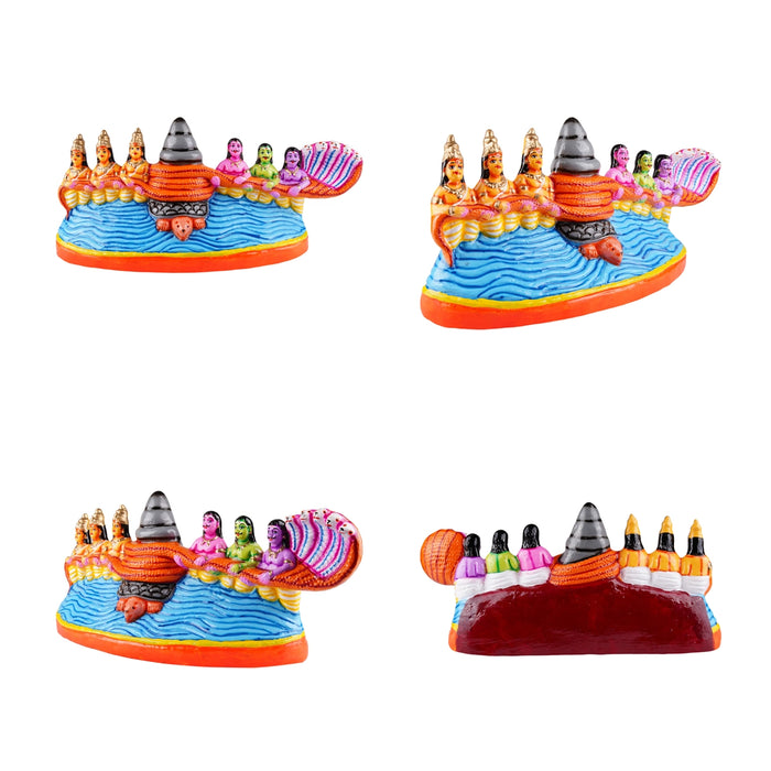 Thiruparkadal Clay Golu Bommai Set - 11 X 22 Inches | Navratri Gombe/ Giri Golu Doll For Navaratri Decor