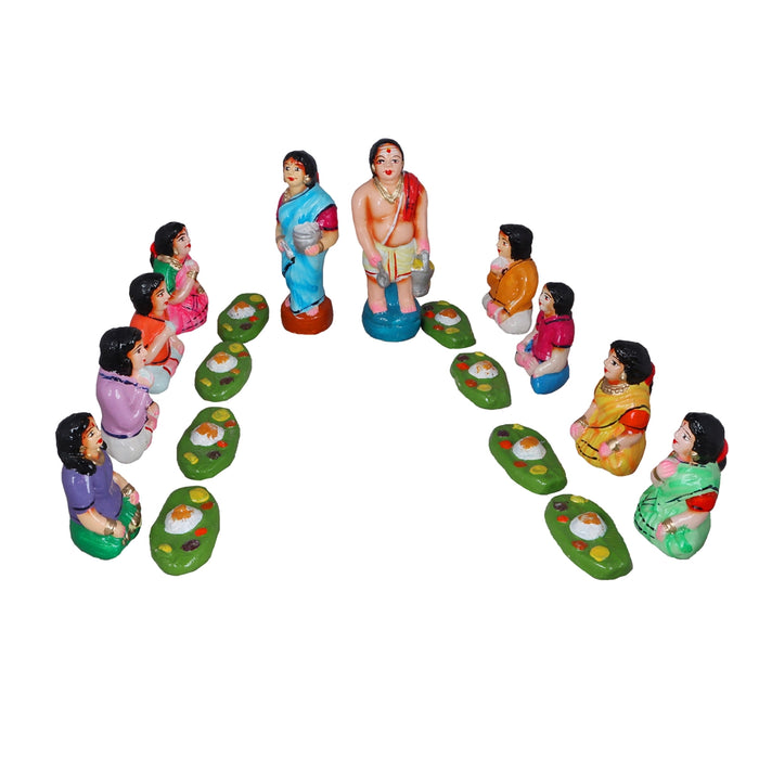 Sapadu Clay Golu Bommai Set - 7.5 x 3 Inches | Giri Golu Doll/ Navaratri Golu Bomma/Gombe/Bommai