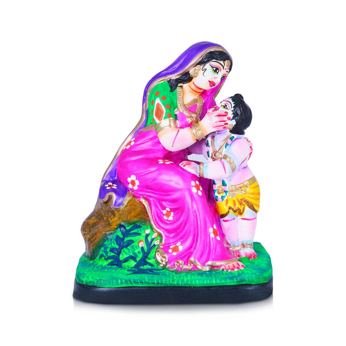 Yashoda Krishna Murti Clay Golu Bommai - 9 X 6 Inches | Navratri Gombe/ Giri Golu Doll For Navaratri Decor