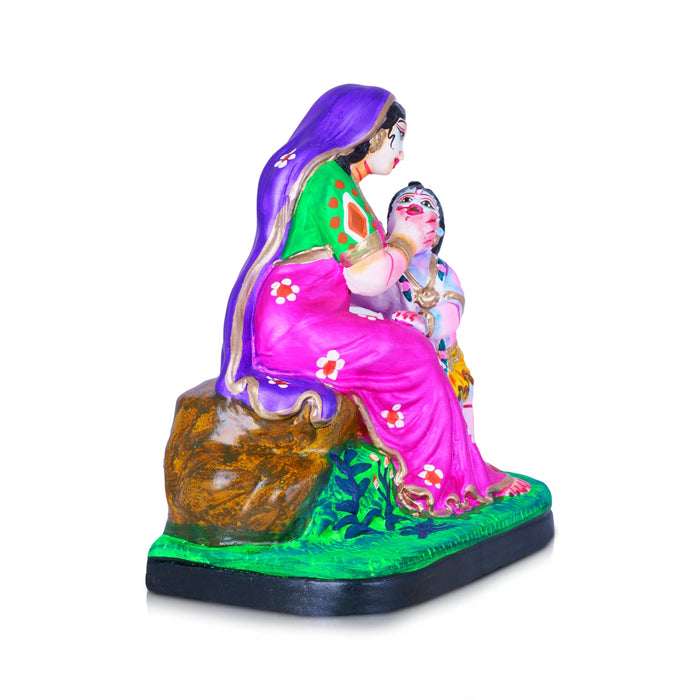 Yashoda Krishna Murti Clay Golu Bommai - 9 X 6 Inches | Navratri Gombe/ Giri Golu Doll For Navaratri Decor