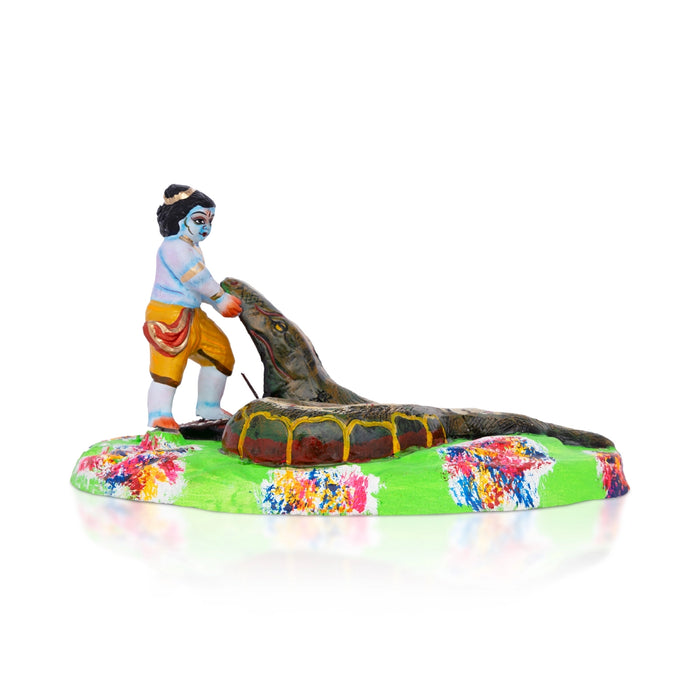 Krishna Murti Aghasura Vadham Clay Golu Bommai- 6X11 Inches | Navratri Gombe/ Giri Golu Doll For Navaratri Decor