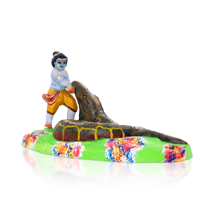 Krishna Murti Aghasura Vadham Clay Golu Bommai- 6X11 Inches | Navratri Gombe/ Giri Golu Doll For Navaratri Decor