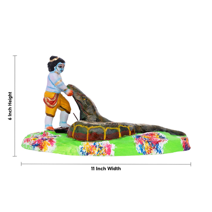 Krishna Murti Aghasura Vadham Clay Golu Bommai- 6X11 Inches | Navratri Gombe/ Giri Golu Doll For Navaratri Decor