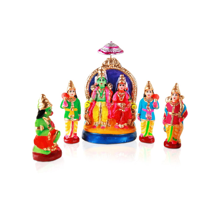 Ramar Pattabhishekam Clay Golu Bommai Set - 8 x 5 Inches | Giri Golu Doll/ Navaratri Golu Bomma/Gombe/Bommai