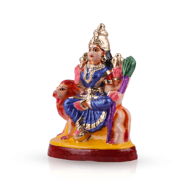 Simhavahini Durga Clay Golu Bommai - 8 x 6 Inches | Giri Golu Doll/ Navaratri Golu Bomma/Gombe/Bommai