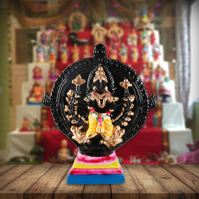 Chakrathazhwar Clay Golu Bommai - 13 x 12 Inches | Giri Golu Doll/ Navaratri Golu Bomma/Gombe/Bommai