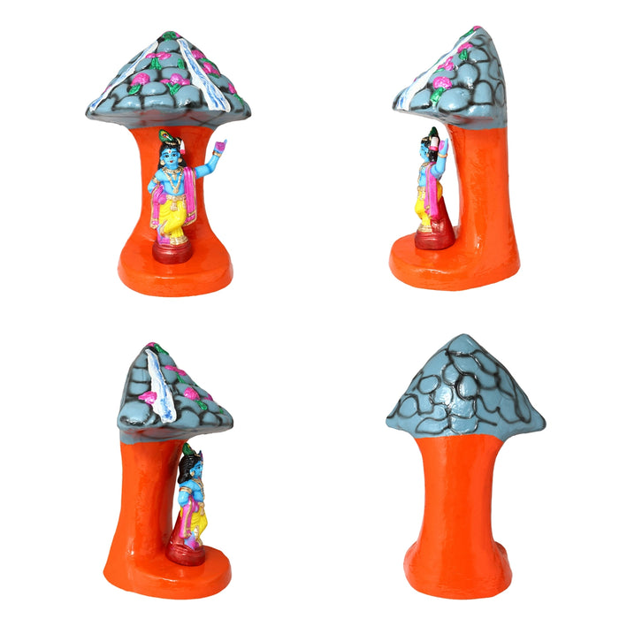 Krishna Govarthanagiri Clay Golu Bommai Set - 15 x 11.5 Inches | Giri Golu Doll/ Navaratri Golu Bomma/Gombe