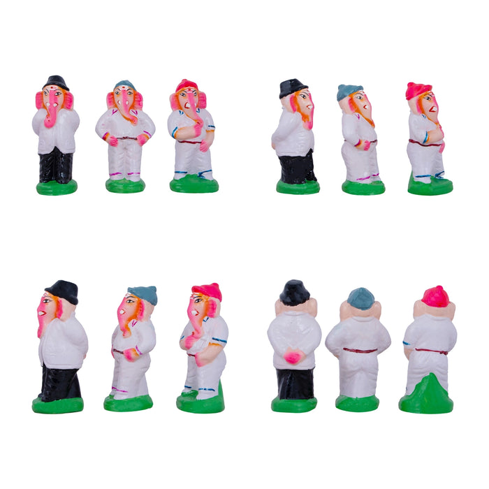 Elephant Cricket Clay Golu Bommai Set - 7 x 3 Inches | Giri Golu Doll/ Navaratri Golu Bomma/Gombe/Bommai