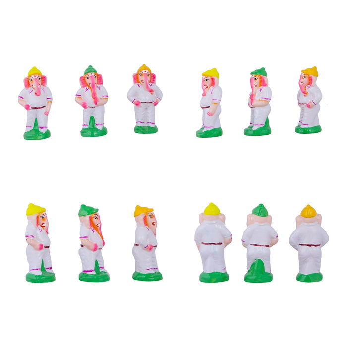 Elephant Cricket Clay Golu Bommai Set - 7 x 3 Inches | Giri Golu Doll/ Navaratri Golu Bomma/Gombe/Bommai