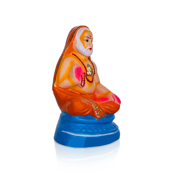Raghavendra Swamy Idol Clay Golu Bommai - 10 X 5 Inches | Navratri Gombe/ Golu Doll For Navaratri Decor