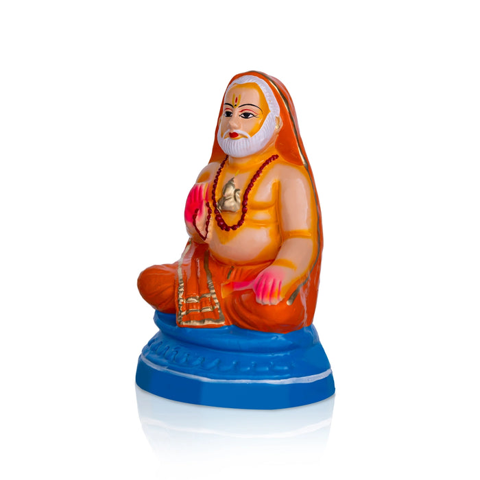 Raghavendra Swamy Idol Clay Golu Bommai - 10 X 5 Inches | Navratri Gombe/ Golu Doll For Navaratri Decor