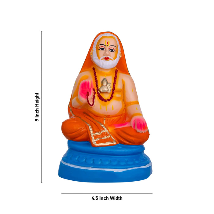 Raghavendra Swamy Idol Clay Golu Bommai - 10 X 5 Inches | Navratri Gombe/ Golu Doll For Navaratri Decor