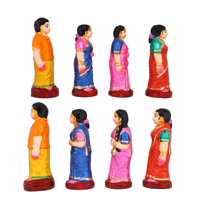 Engagement Clay Golu Bommai Set - 7.5 X 6 Inches | Navratri Gombe/ Giri Golu Doll For Navaratri Decor