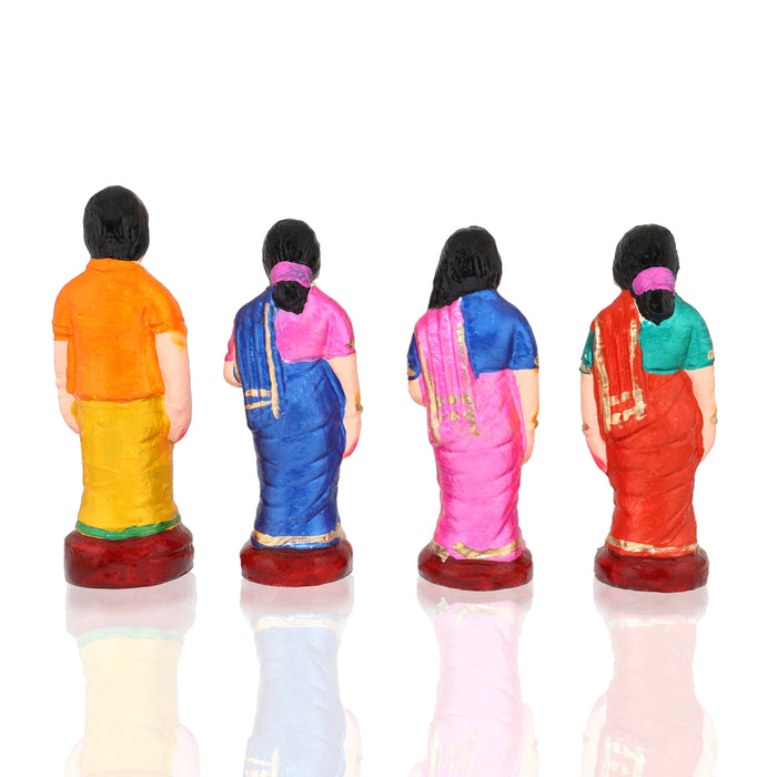 Engagement Clay Golu Bommai Set - 7.5 X 6 Inches | Navratri Gombe/ Giri Golu Doll For Navaratri Decor