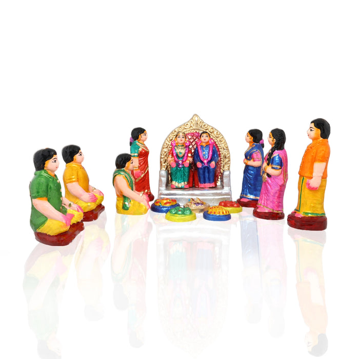 Engagement Clay Golu Bommai Set - 7.5 X 6 Inches | Navratri Gombe/ Giri Golu Doll For Navaratri Decor
