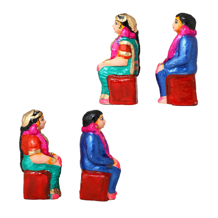 Engagement Clay Golu Bommai Set - 7.5 X 6 Inches | Navratri Gombe/ Giri Golu Doll For Navaratri Decor