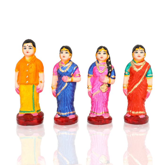 Engagement Clay Golu Bommai Set - 7.5 X 6 Inches | Navratri Gombe/ Giri Golu Doll For Navaratri Decor