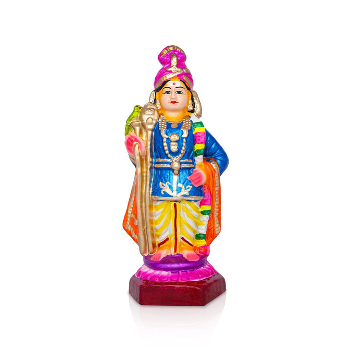 Raja Murugan Statue Clay Golu Bommai - 9.5 X 3.5 Inches | Navratri Gombe/ Giri Golu Doll For Navaratri Decor