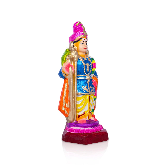 Raja Murugan Statue Clay Golu Bommai - 9.5 X 3.5 Inches | Navratri Gombe/ Giri Golu Doll For Navaratri Decor