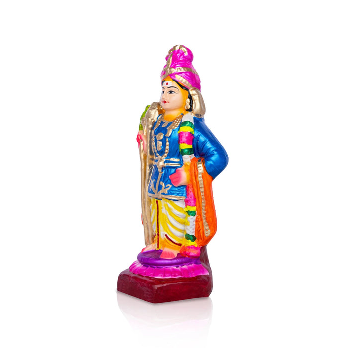 Raja Murugan Statue Clay Golu Bommai - 9.5 X 3.5 Inches | Navratri Gombe/ Giri Golu Doll For Navaratri Decor
