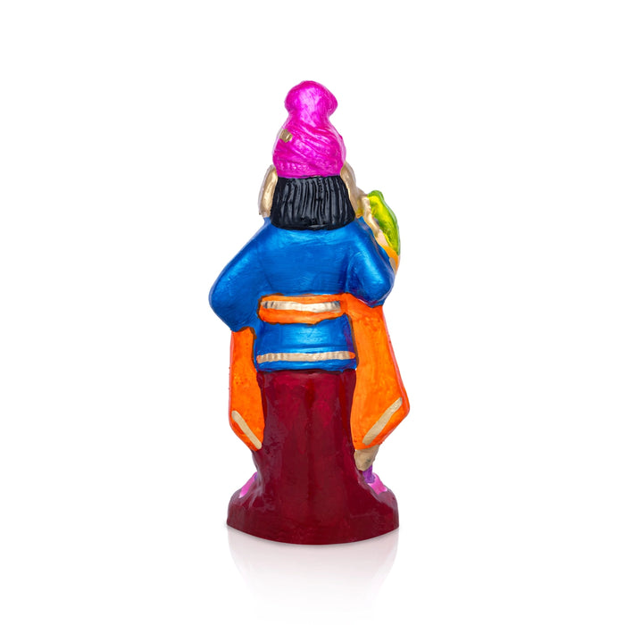 Raja Murugan Statue Clay Golu Bommai - 9.5 X 3.5 Inches | Navratri Gombe/ Giri Golu Doll For Navaratri Decor