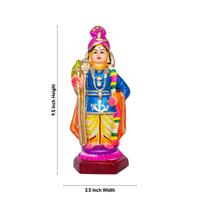 Raja Murugan Statue Clay Golu Bommai - 9.5 X 3.5 Inches | Navratri Gombe/ Giri Golu Doll For Navaratri Decor