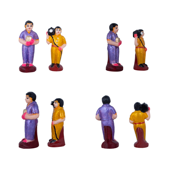 Birthday Clay Golu Bommai Set - 6 x 3 Inches | Giri Golu Doll/ 11 Pcs/ Navaratri Golu Bomma/Gombe/Bommai