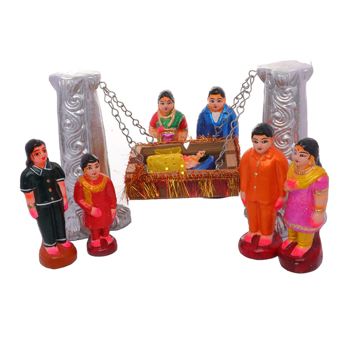Thottathil Kuzhanthai Clay Golu Bommai Set - 8.5 x 4.5 Inches | Giri Golu Doll/ Navaratri Golu Bomma/Gombe/Bommai