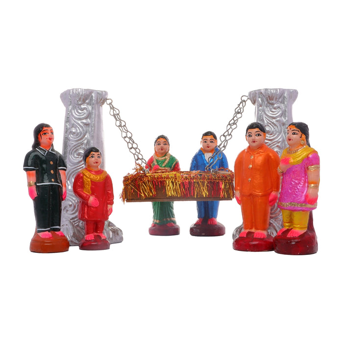 Thottathil Kuzhanthai Clay Golu Bommai Set - 8.5 x 4.5 Inches | Giri Golu Doll/ Navaratri Golu Bomma/Gombe/Bommai
