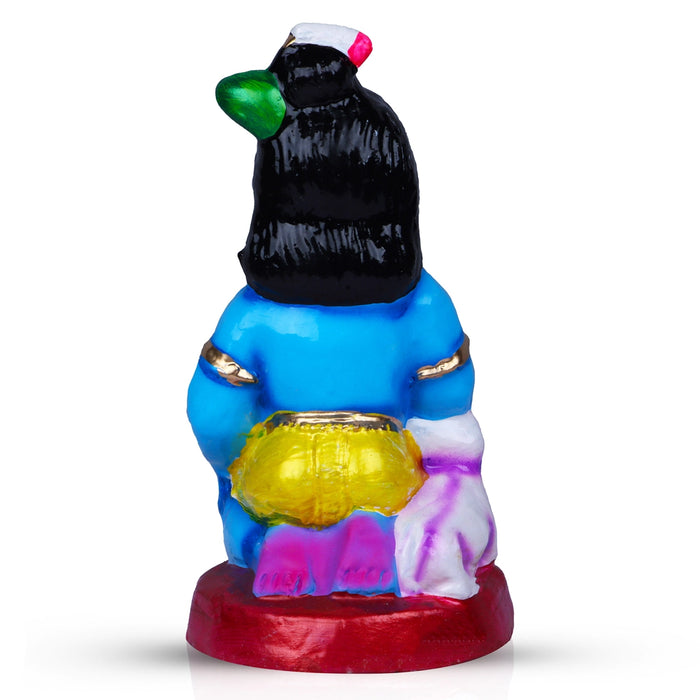 Butter Krishna Clay Golu Bommai - 9 x 4.5 Inches | Giri Golu Doll/ Navaratri Golu Bomma/Gombe/Bommai