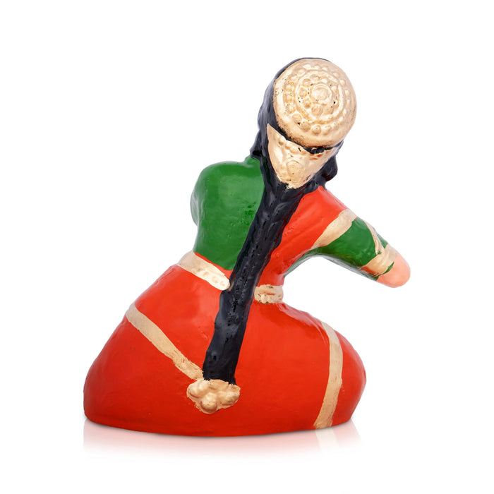 Bharathanatyam Clay Golu Bommai - 7 x 5 Inches | Giri Golu Doll/ Navaratri Golu Bomma/Gombe/Bommai