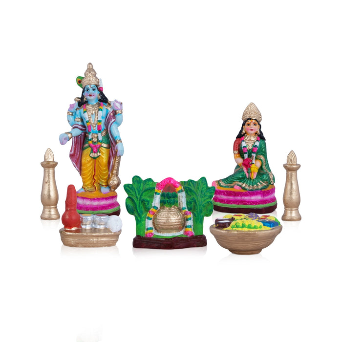 Varalakshmi Clay Golu Bommai Set - 10 x 4.5 Inches | Giri Golu Doll/ Navaratri Golu Bomma/Gombe/Bommai